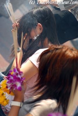 Devotees at Erawan shrine