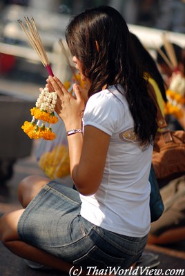 Devotee at Erawan shrine