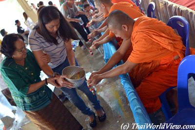 Paying respect to monks