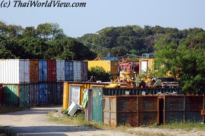 Containers along Sha Tau Kok Road