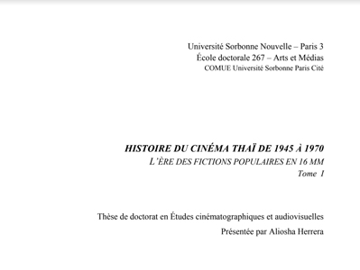 Histoire du cinéma thaï de 1945 à 1970 : l'ère des fictions populaires en 16mm - Aliosha Herrera