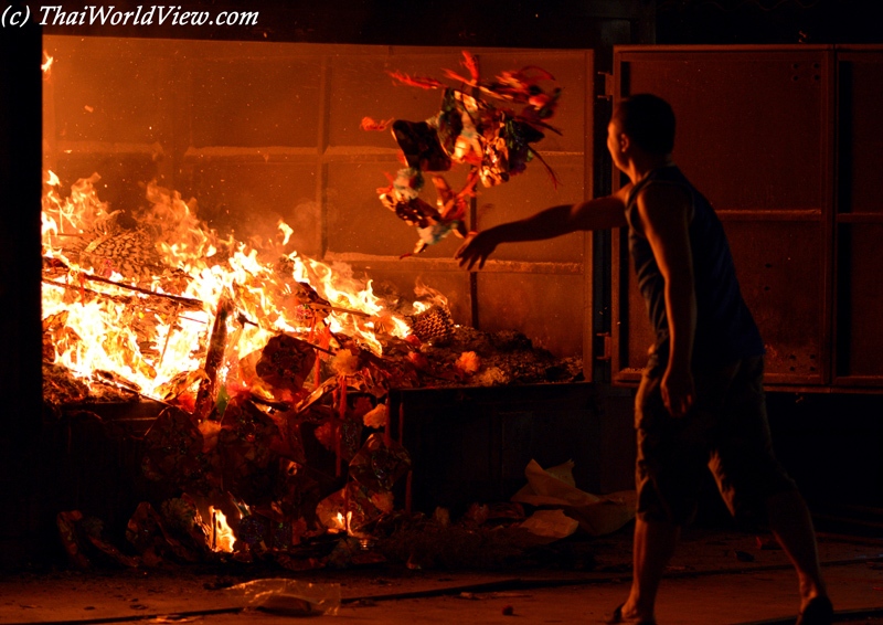Burning red horse - Hungry ghost festival