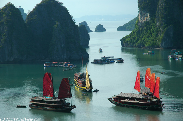 Colorful Vietnamese junks - Halong Bay