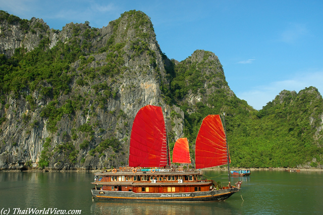 Colorful Vietnamese junk - Halong Bay