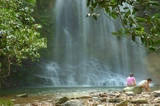 Children and waterfall